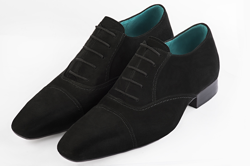 Matt black lace-up dress shoes for men. Square toe. Flat leather soles - Florence KOOIJMAN
